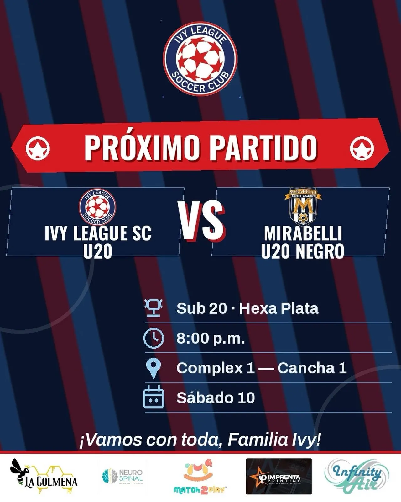 Anuncio de partido publicado para Ivy League SC U11 Red ante Encanto FC U11 Red
